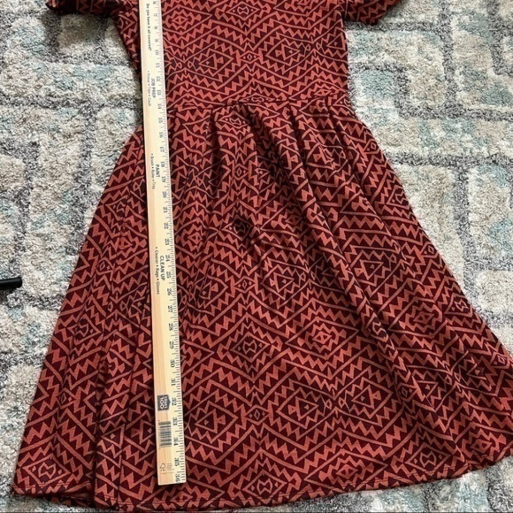 Lularoe Womens A Line Dress Red Black Geometric Stretch Scoop Zip Short Sleeve S - Picture 7 of 11